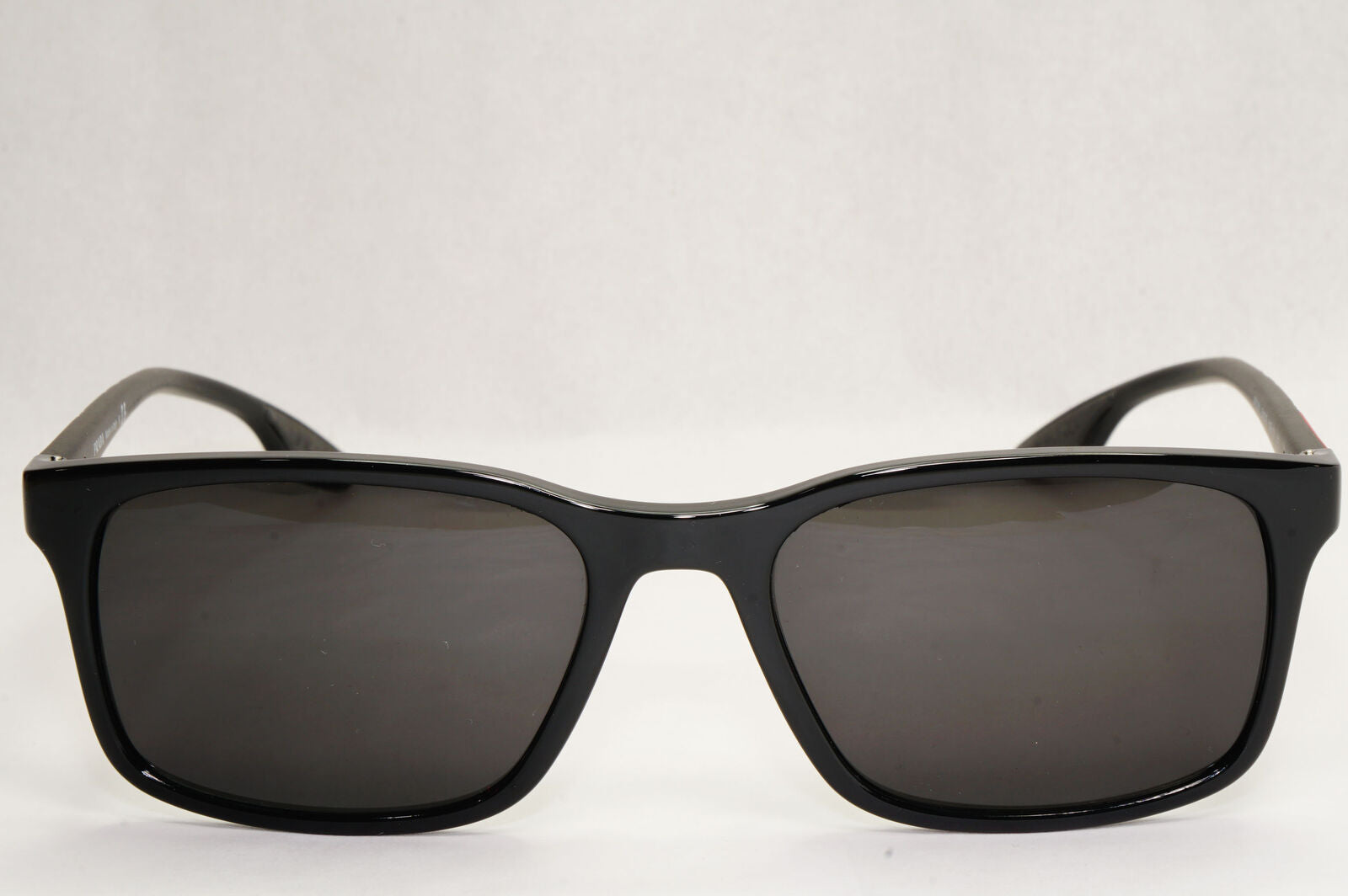 Prada Sunglasses Black Square Glossy Red Stripe PS01LV VPS 01L 1AB-1O1 54mm