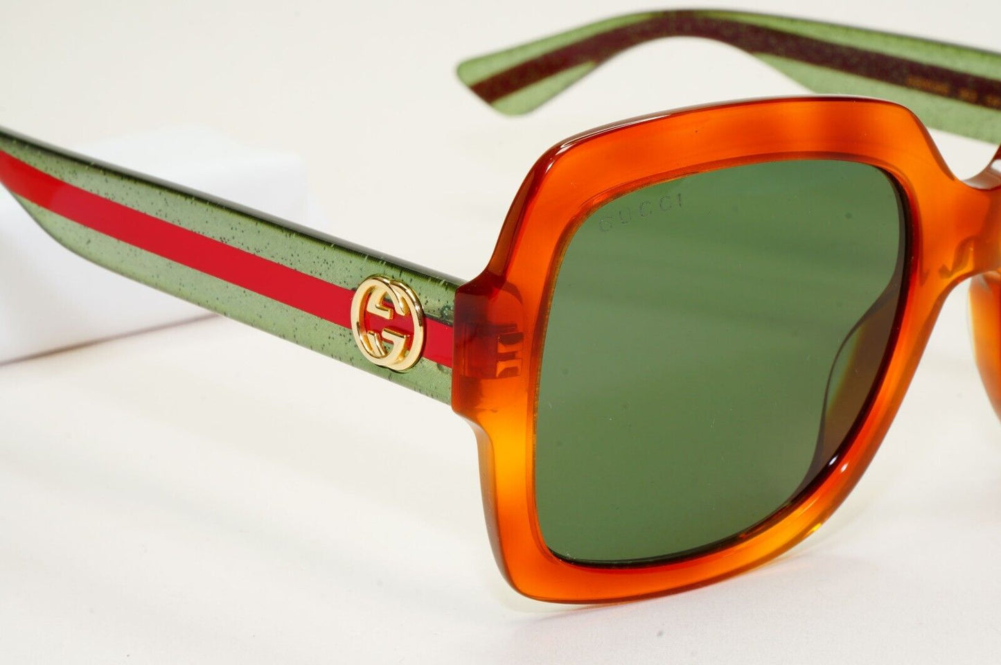 Gucci Sunglasses 2017 Brown Transparent Green Square GG0036S 003 54mm 050824