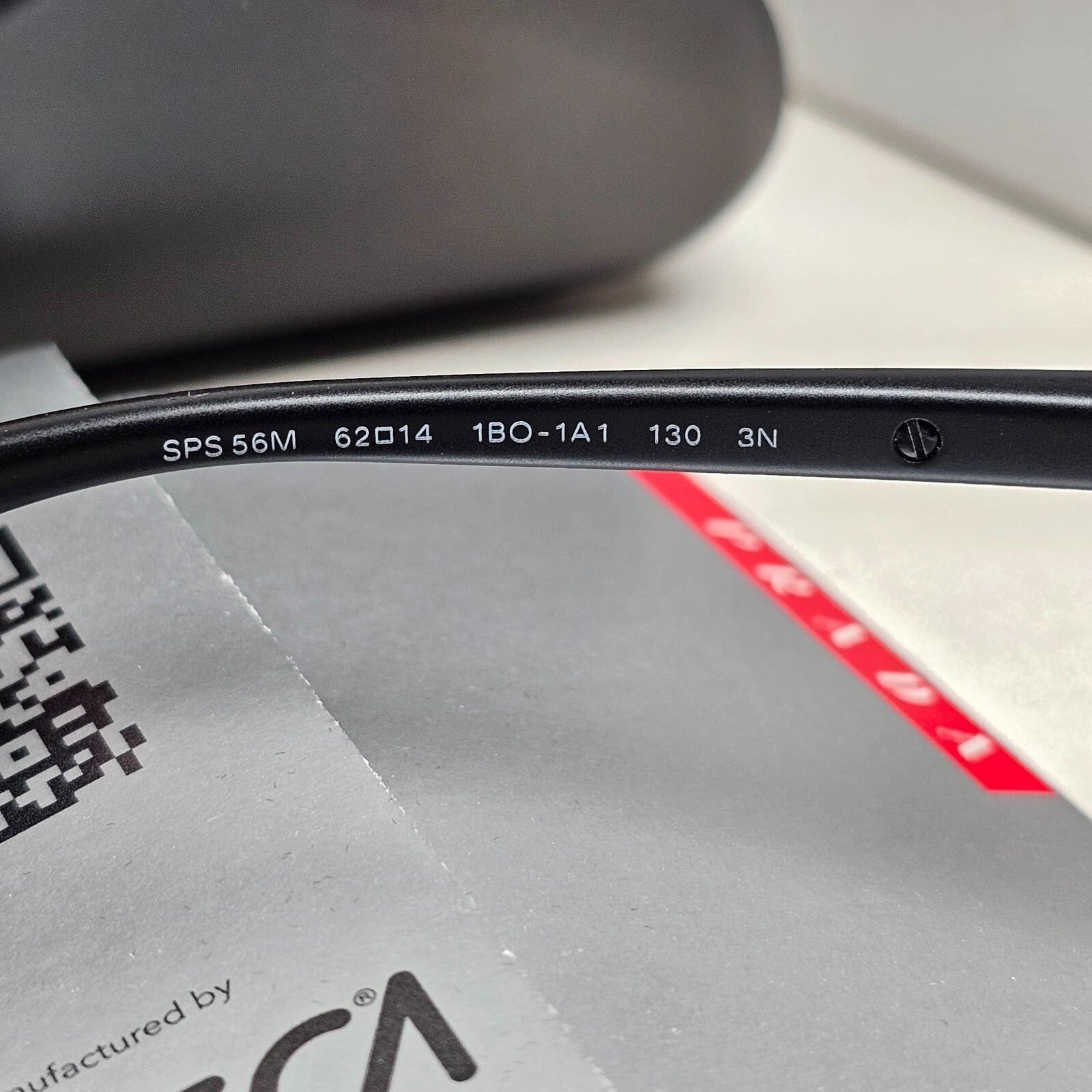 Prada Sunglasses Rimless Pilot Black Grey PS56MS SPS 56M 1BO-1A1 62mm
