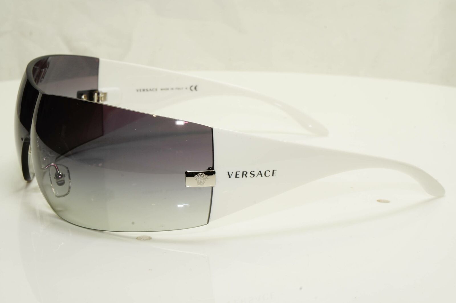 Authentic Versace Sunglasses White Shield Mens Womens Visor Ski 2054 1000/8G