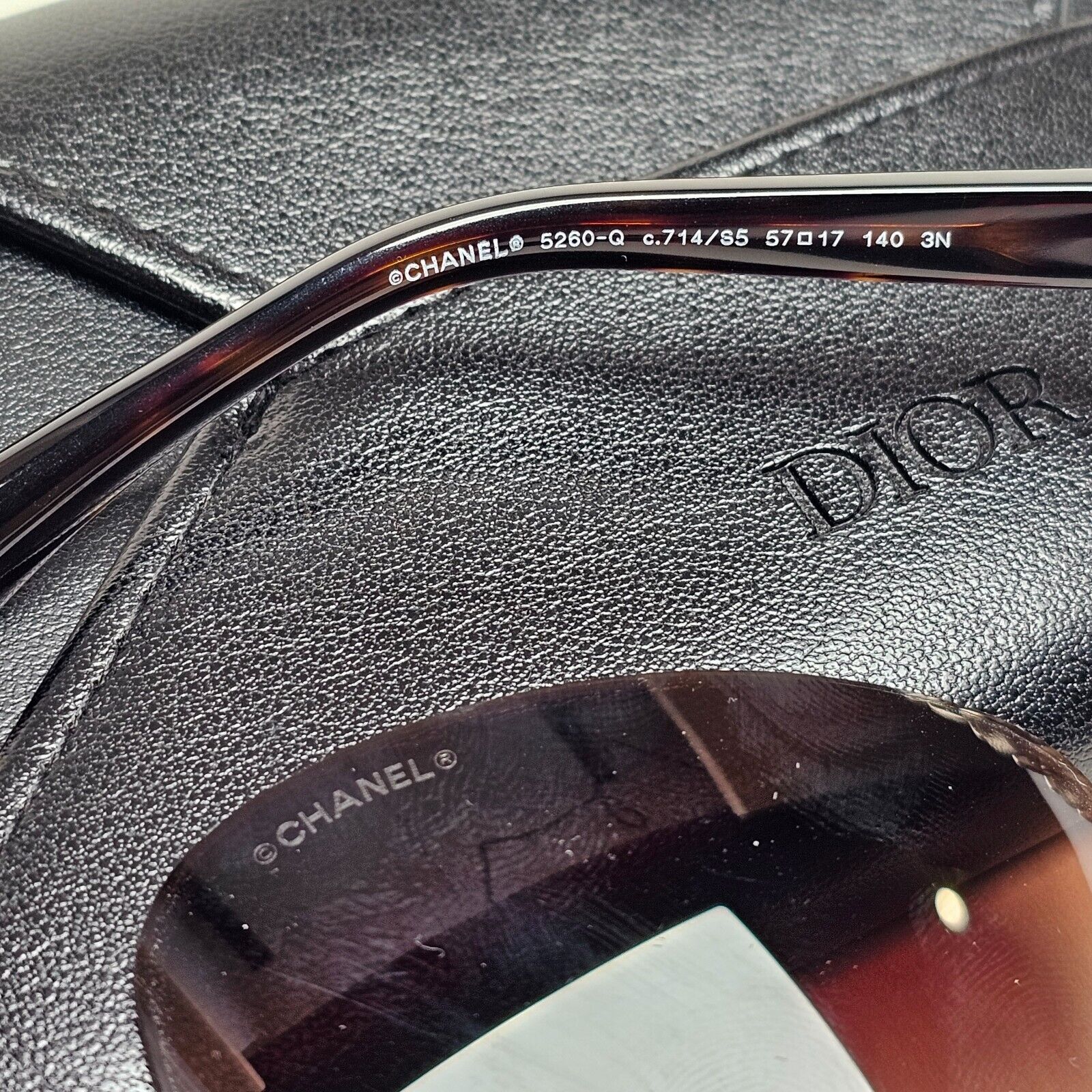 Chanel Sunglasses Leather Chain Gold Brown Tortoise 5260-Q c.714/S5 261124