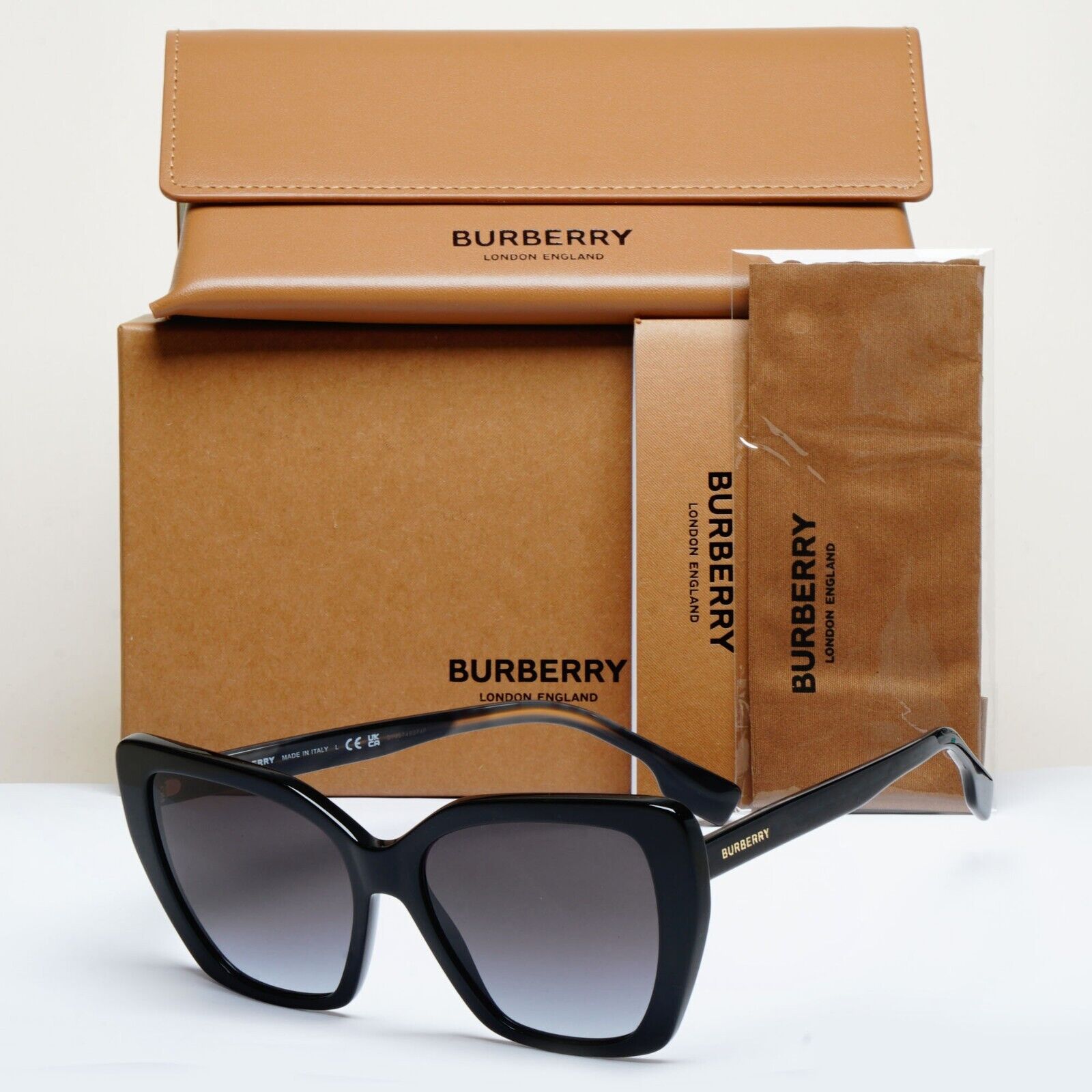 Burberry Sunglasses Tamsin Black Cat Eye Square Gradient BE 4366 3980/8G 55mm