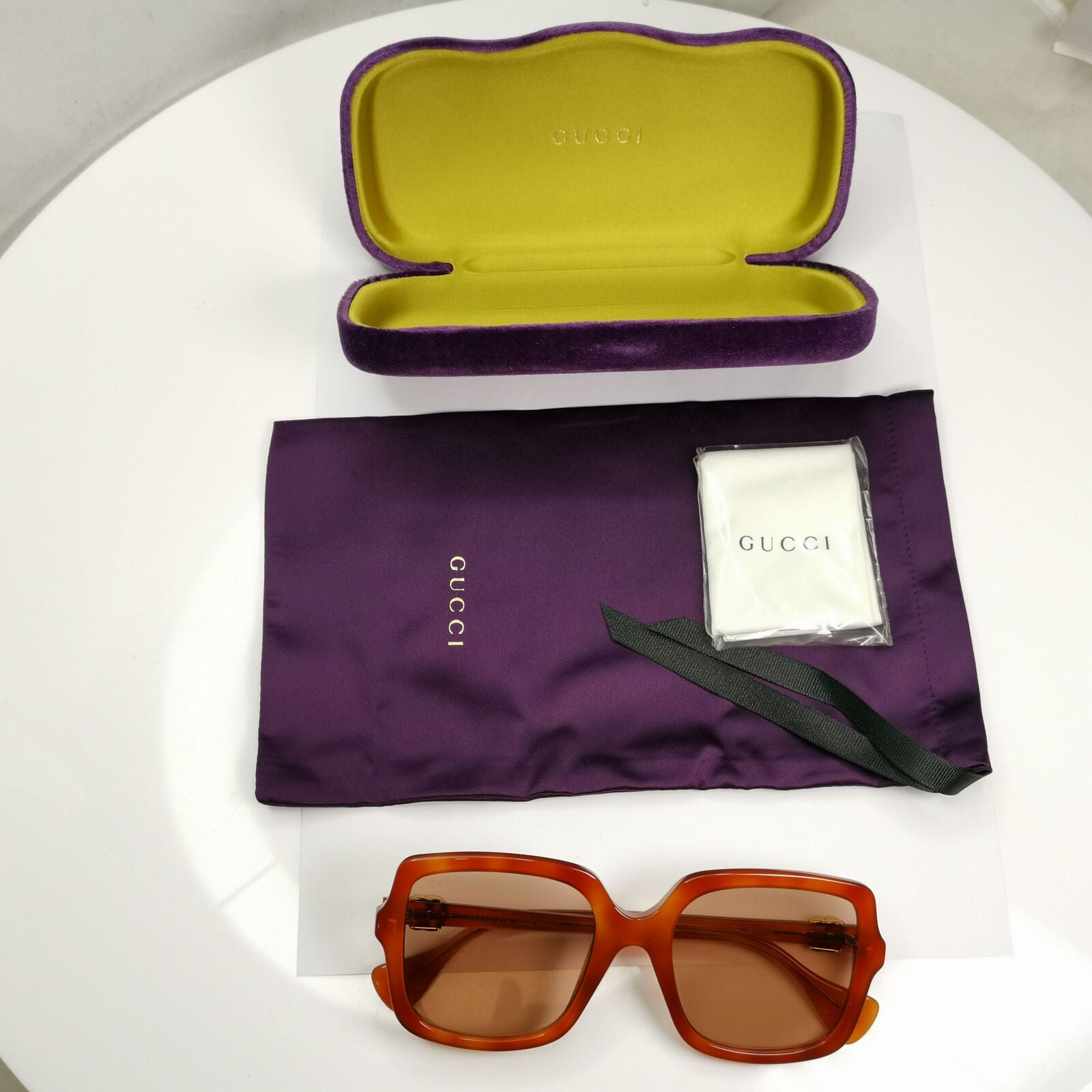 Gucci Oversized Square Sunglasses Brown Gold Large GG 1070S 002 251122