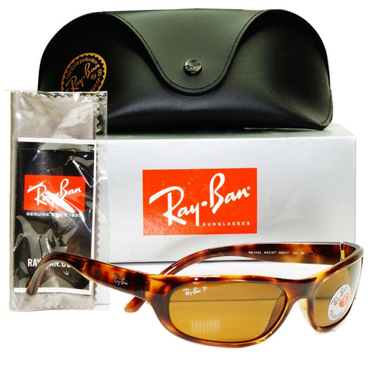 Ray-Ban Sunglasses Polarized Predator Wrap Brown Tortoiseshell RB 4033 642/47