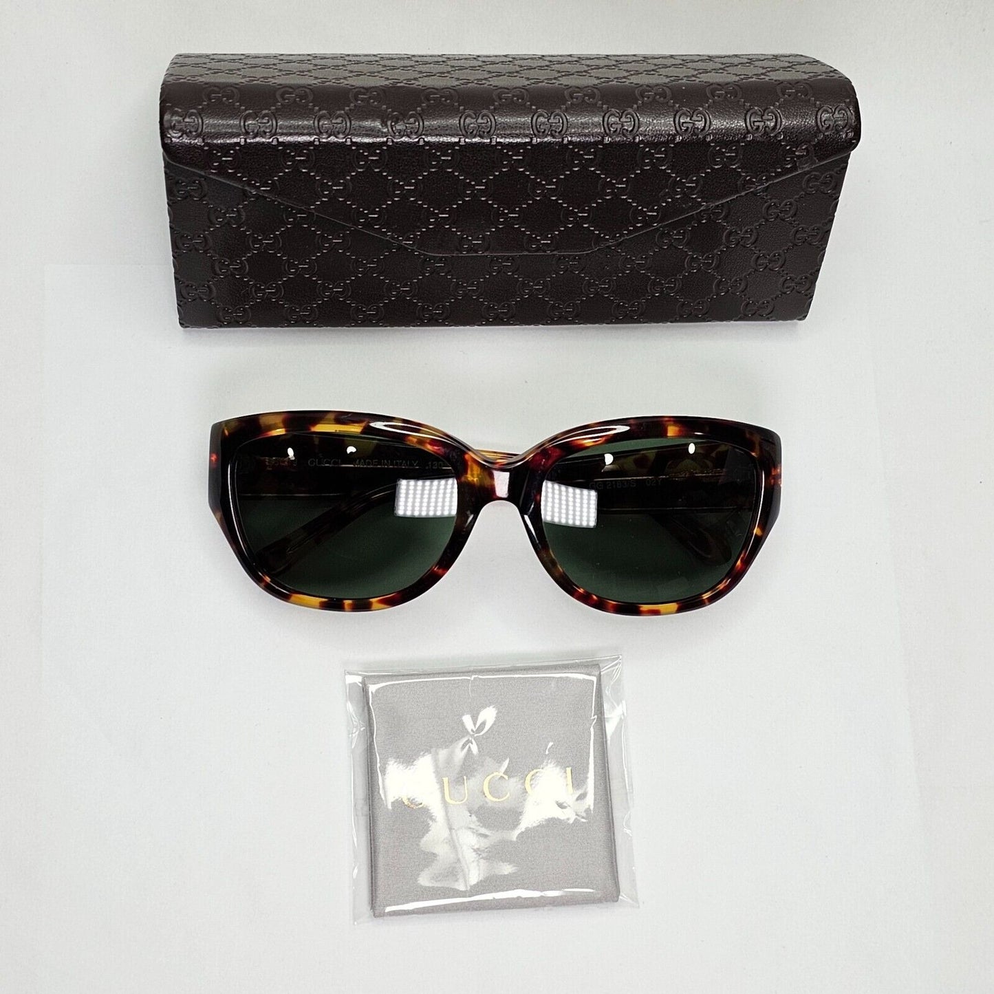Gucci Sunglasses 1996 Vintage Brown Gold Green Square GG 2183/S 02Y 56mm 111223