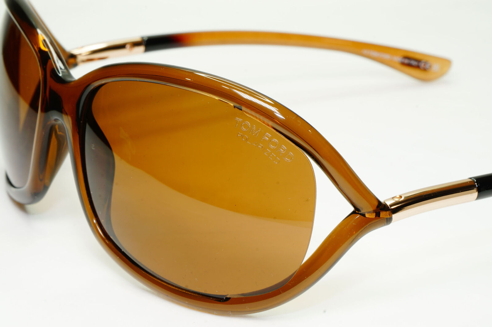 Tom Ford Sunglasses Jennifer Polarized Brown Gold Wrap Designer FT0008 TF8 48H