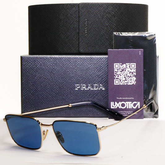 Prada Sunglasses Blue Gold Square Pilot Metal Navigator PR52YS SPR 52Y 02W-04P