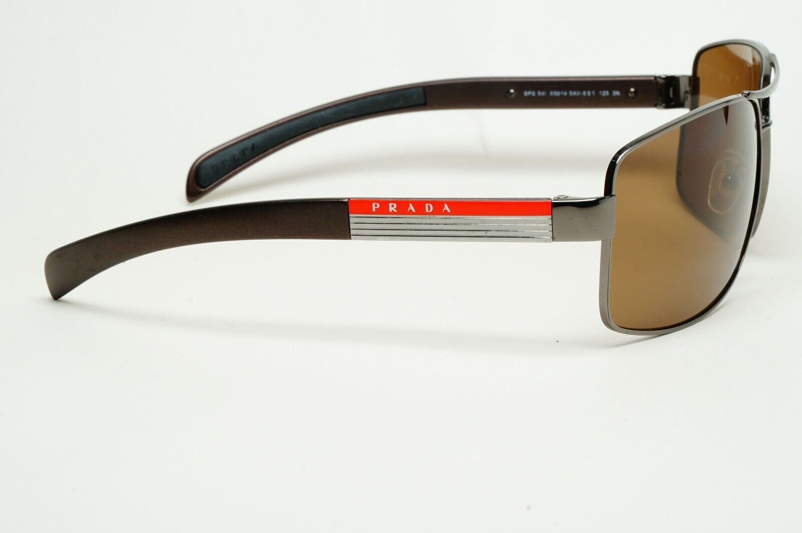 Prada Sunglasses Brown Gunmetal Wrap Navigator PS54IS SPS 54I 5AV-6S1 231124
