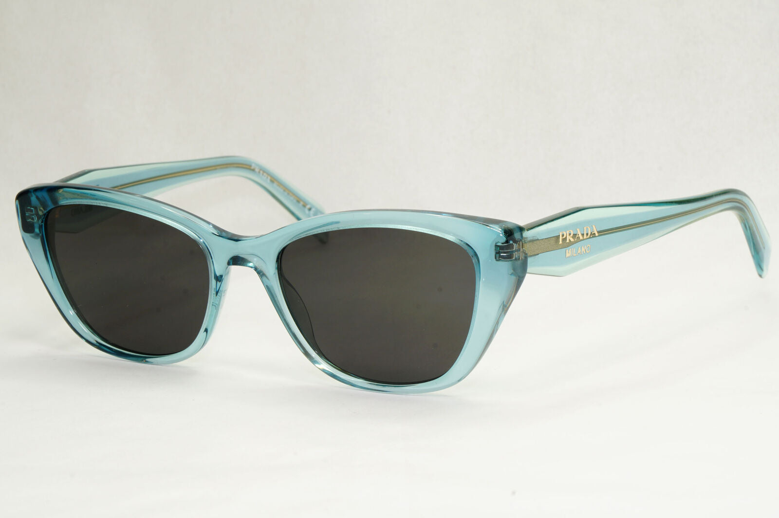 Prada Sunglasses Turquoise Transparent Black Square PR19WV VPR 19W 16J-1O1 51mm