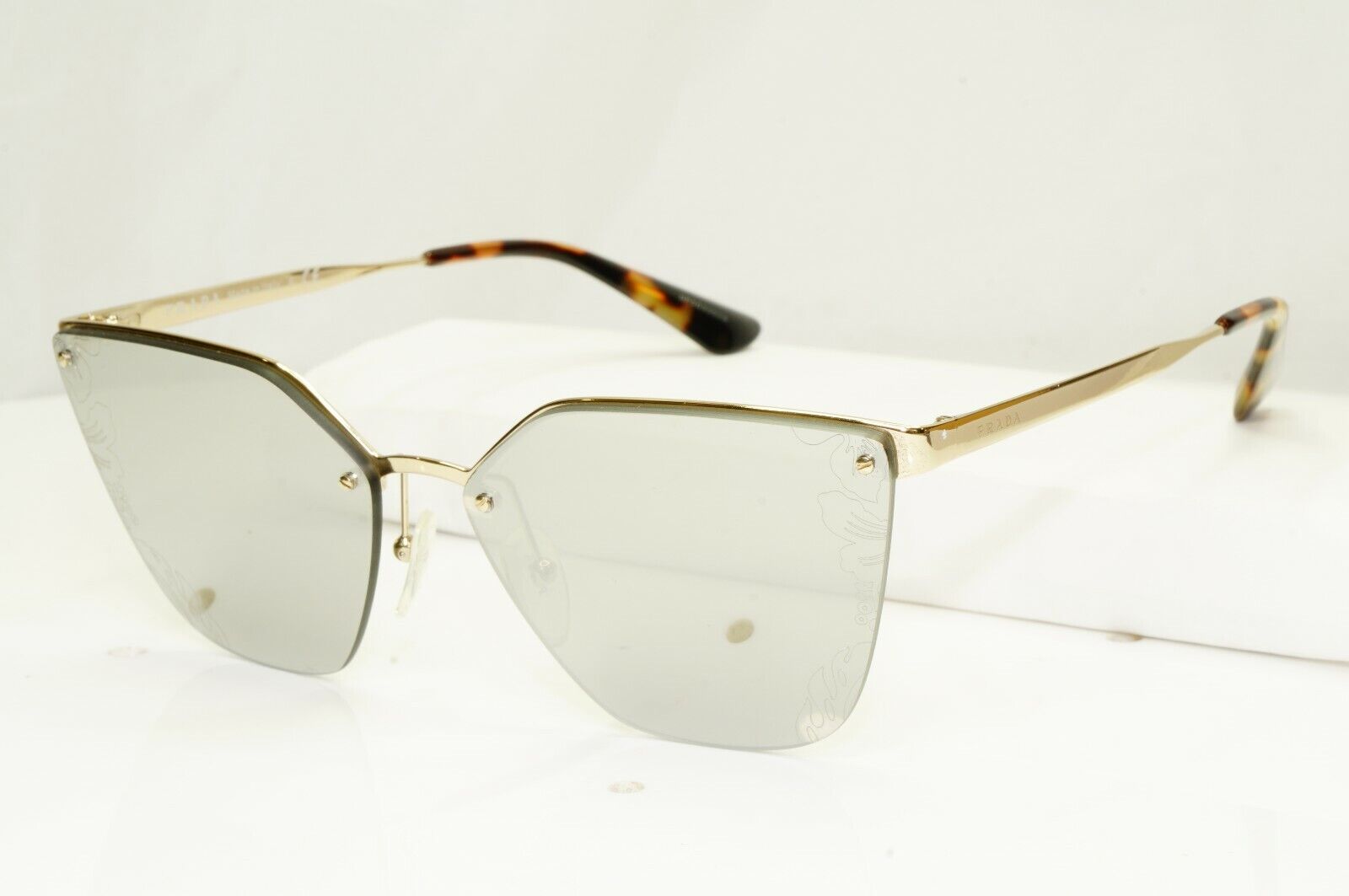 Authentic PRADA Womens Gold Silver Sunglasses Cinema Floral SPR 68T ZVN-121