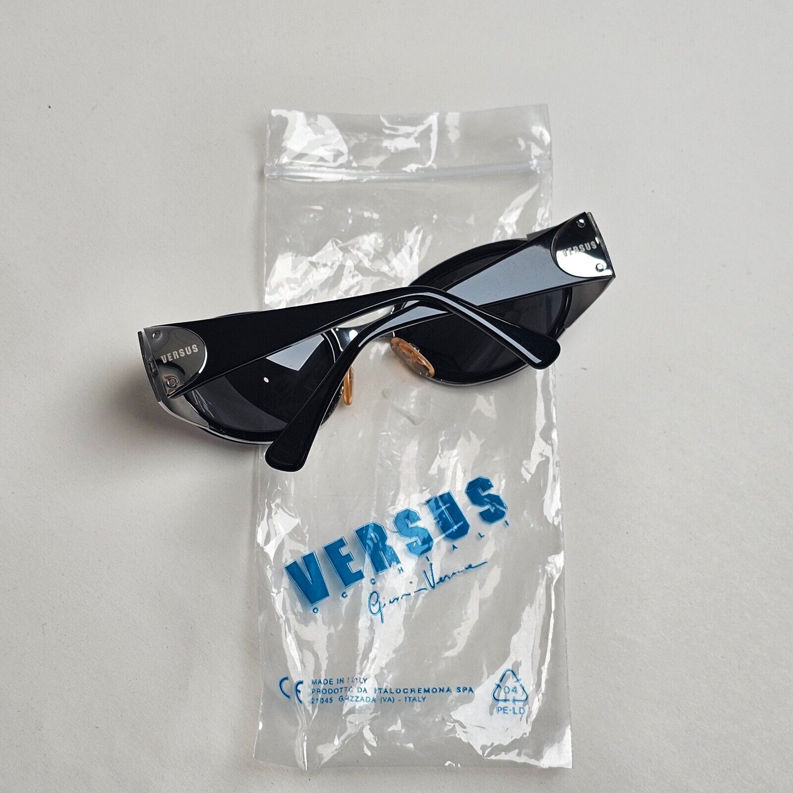 Versus Sunglasses 1996 by Gianni Versace Vintage Black Silver MOD R50 COL 76M