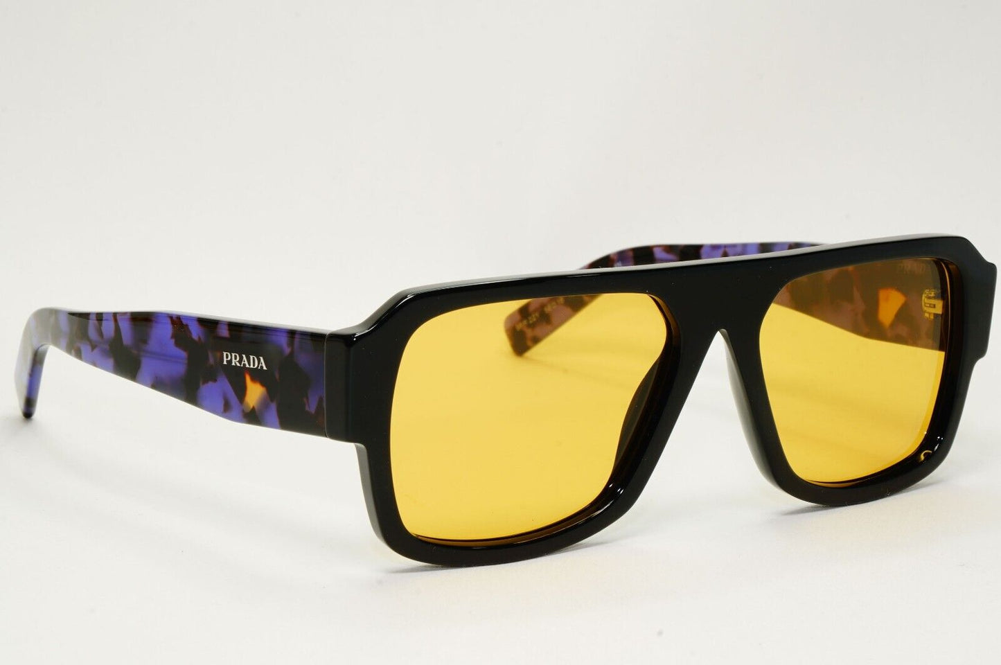 Prada Sunglasses Symbole Square Black Yellow Violet Marble PR22YS SPR 22Y 1AB0B7