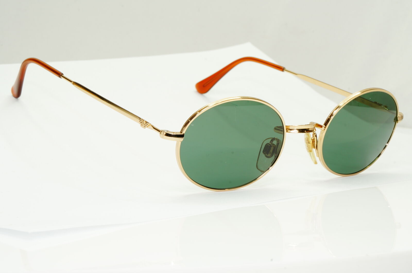 Emporio Armani Sunglasses 1997 Vintage Oval Gold Green Metal Eagle 002-S 743