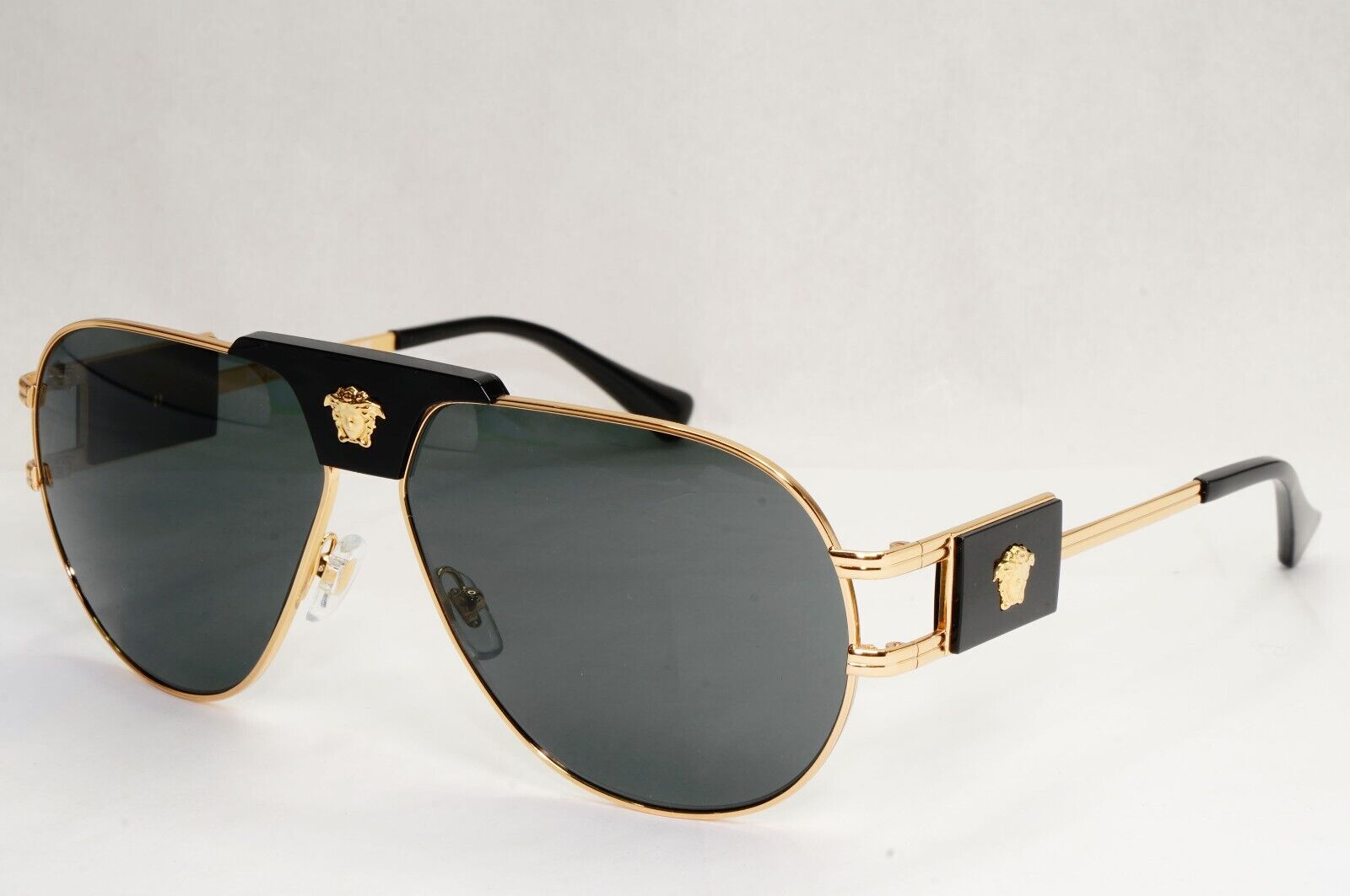 Versace Sunglasses Gold Black Grey Metal Pilot MOD VE 2252 1002/87 63mm
