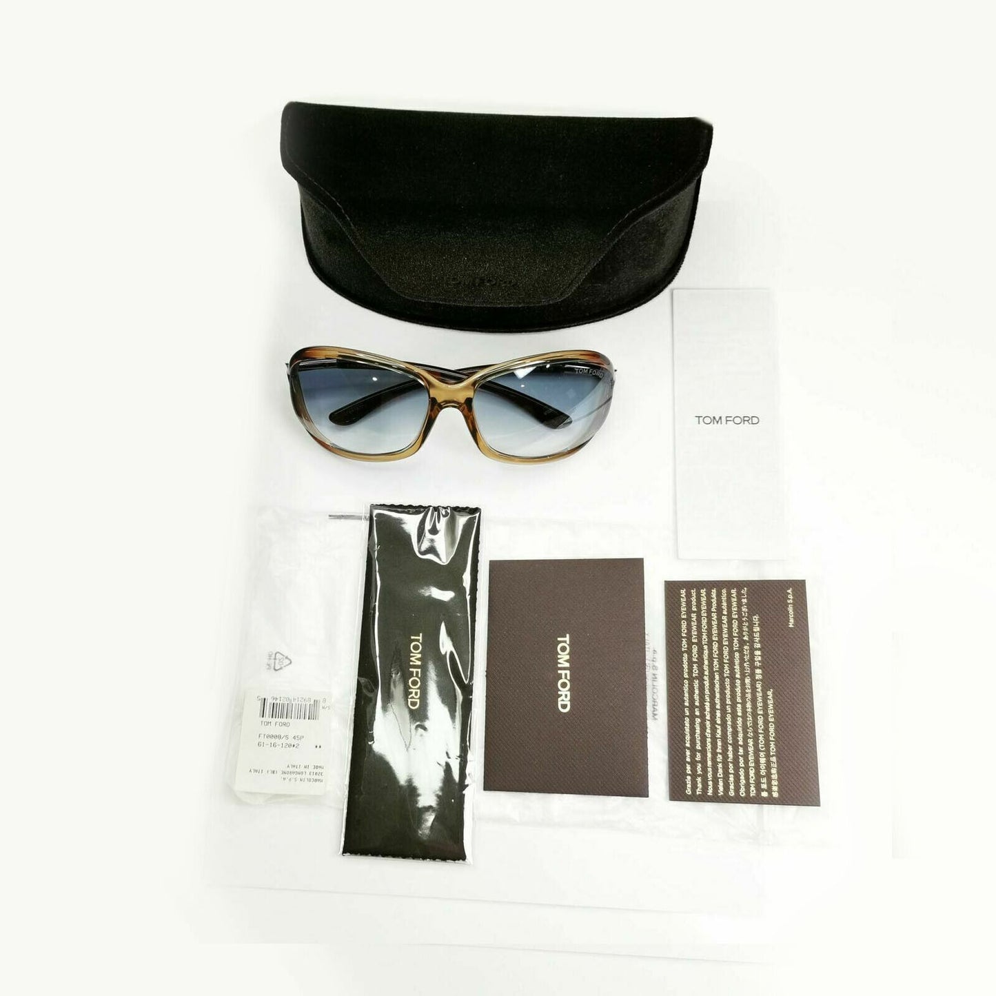 Tom Ford Jennifer Sunglasses Blue Gradient Brown Honey Gold TF8 45P FT 0008