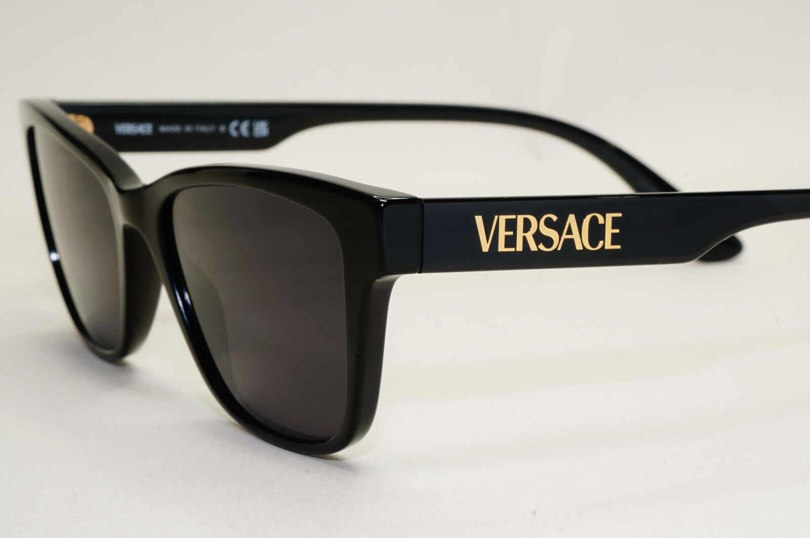 Versace Sunglasses Black Gold Letters Rectangle MOD VE 3316 GB1 55mm