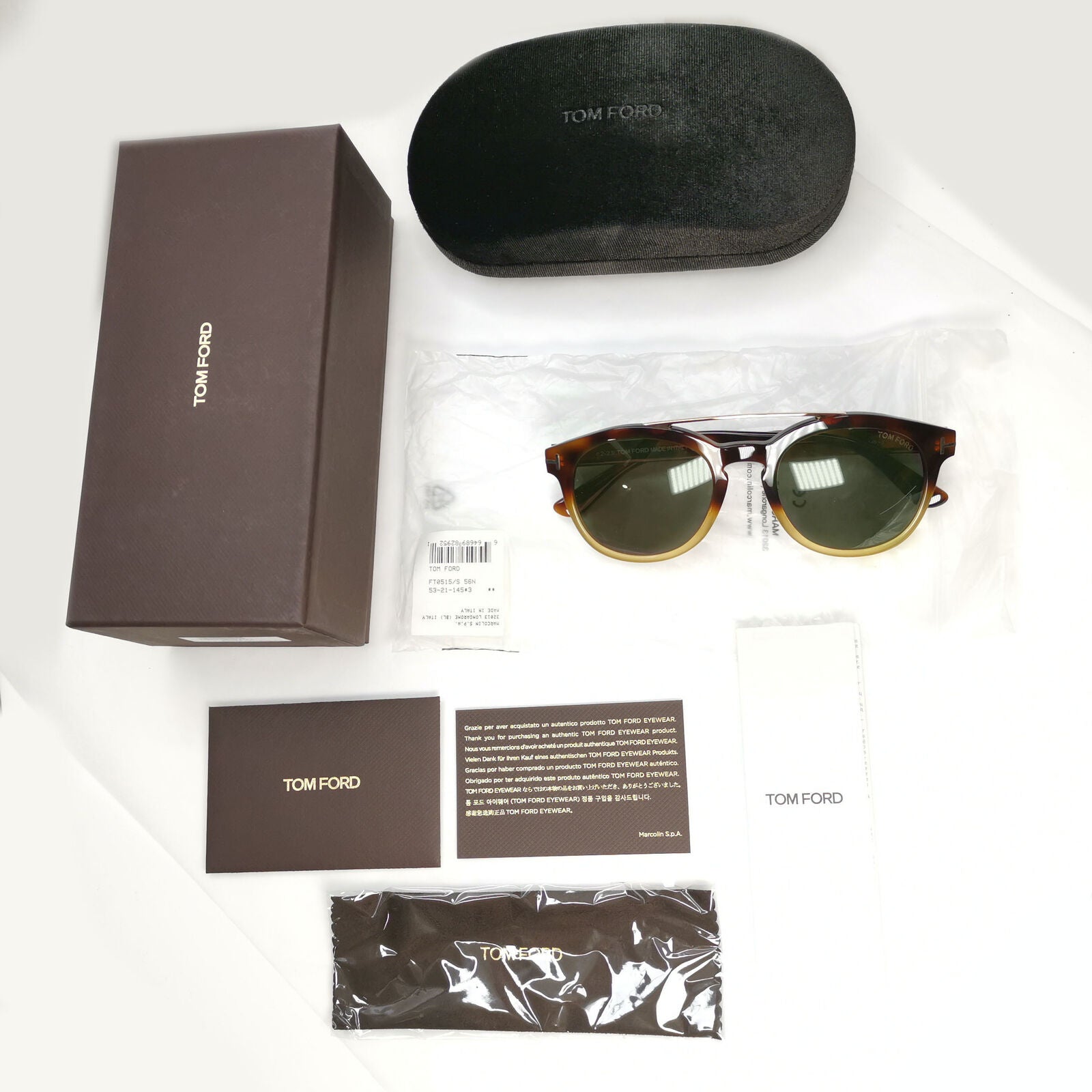 Tom Ford Sunglasses Newman Brown Green Gold Tortoiseshell FT0515 TF515 56N 53mm
