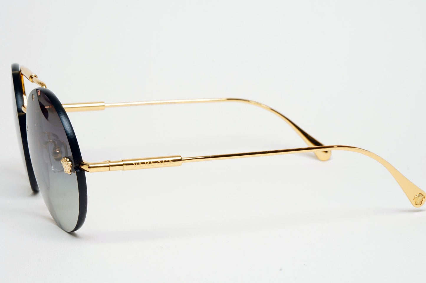 Versace Sunglasses Gold Medusa Grey Rimless Round MOD VE 2244 1002/8G