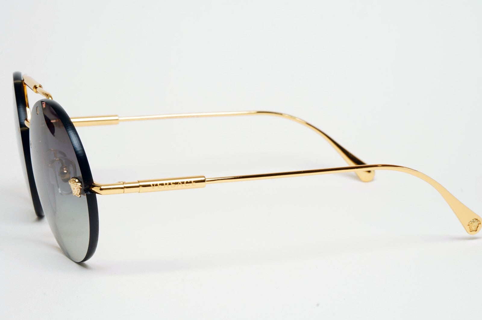 Versace Sunglasses Gold Medusa Grey Rimless Round MOD VE 2244 1002/8G