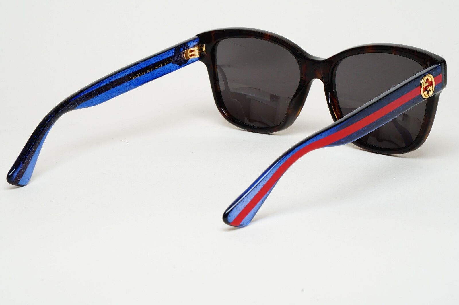 Gucci Sunglasses 2017 Brown Blue Square Red Stripe GG0038ON 003 54mm 100225