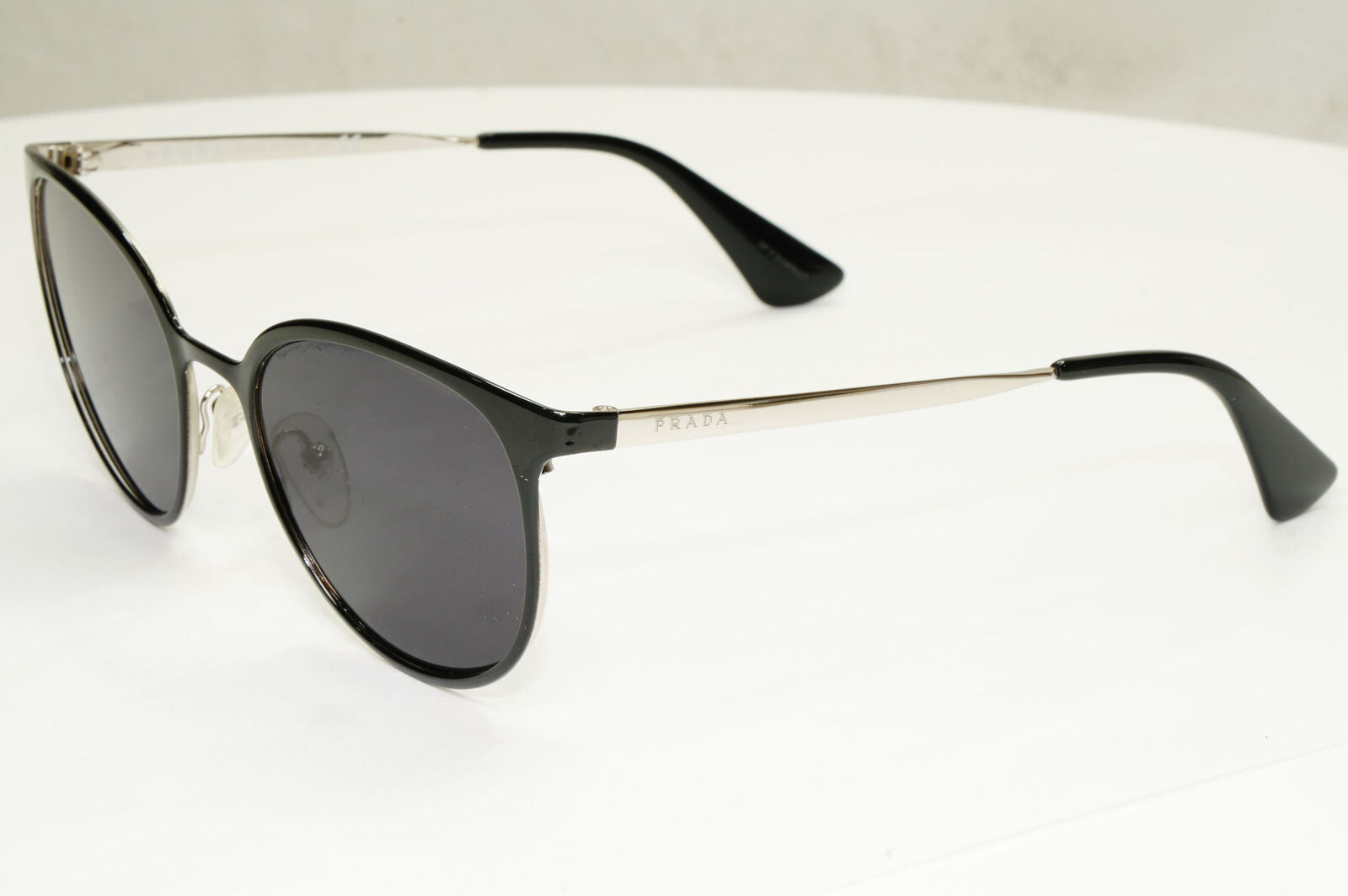 Prada Sunglasses Black Silver Metal Square Panto PR53TV VPR 53T 1AB-1O1 180323