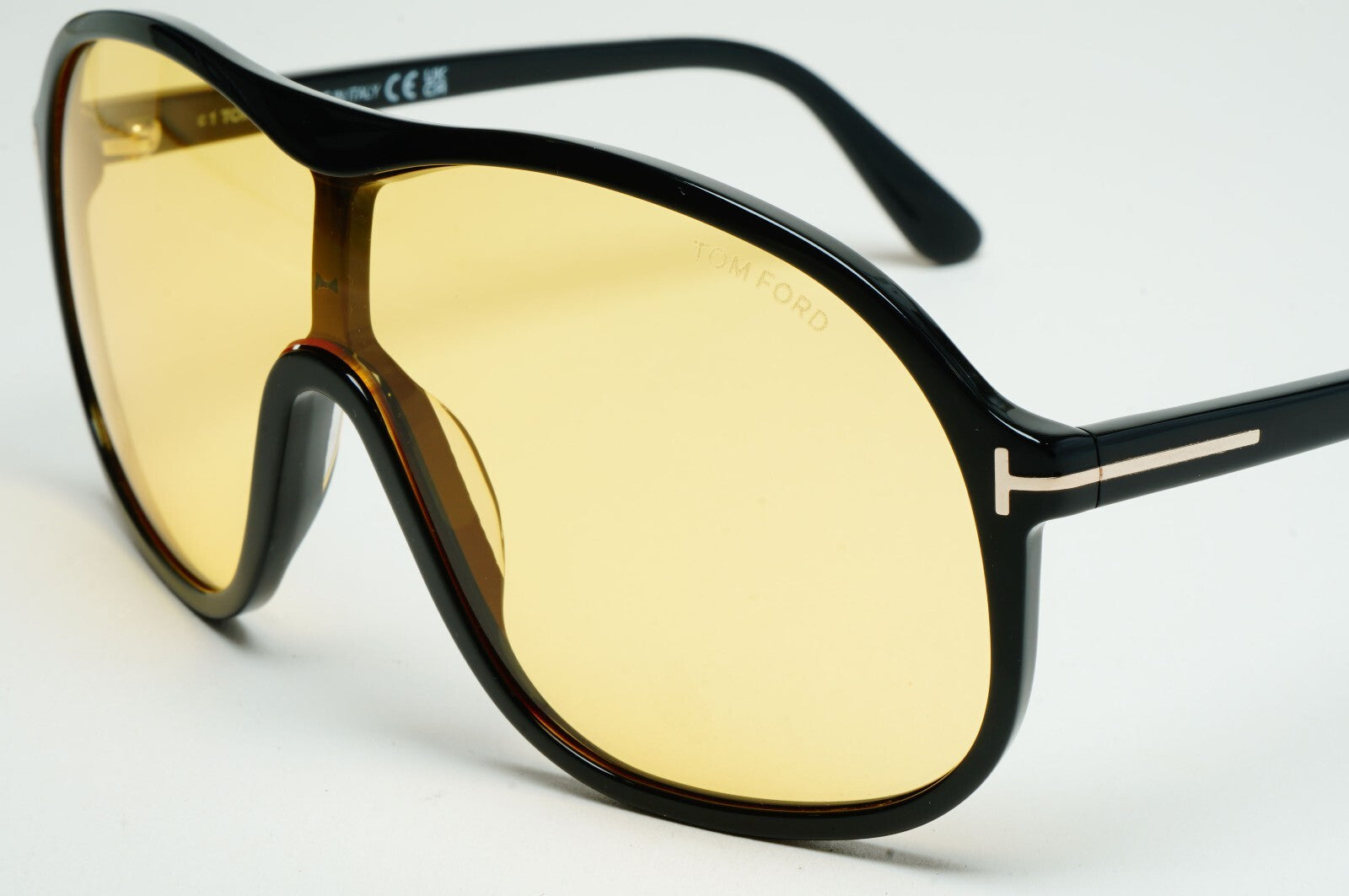 Tom Ford Sunglasses Drew Black Yellow Shield Visor Large FT0964 TF 964 01E