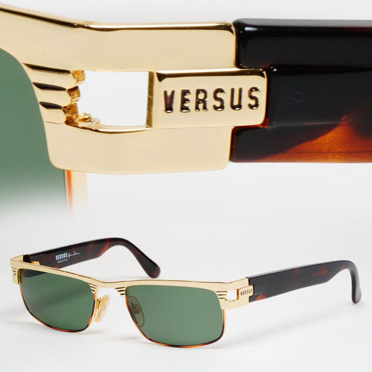 Versus Sunglasses 1996 by Gianni Versace Vintage Gold Green MOD F27 COL 36M