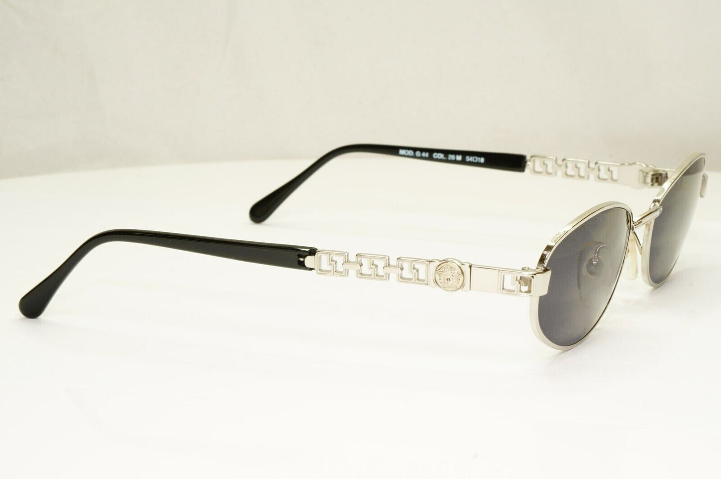 Gianni Versace 1995 Vintage Silver Medusa Retro Black Sunglasses MOD G44 COL 26M