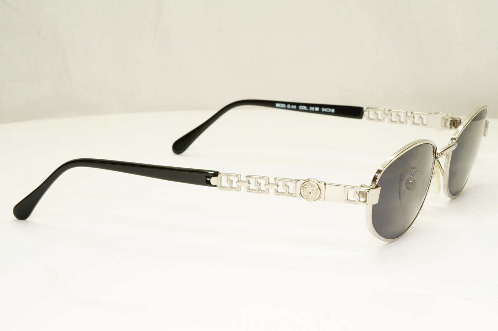 Gianni Versace 1995 Vintage Silver Medusa Retro Black Sunglasses MOD G44 COL 26M