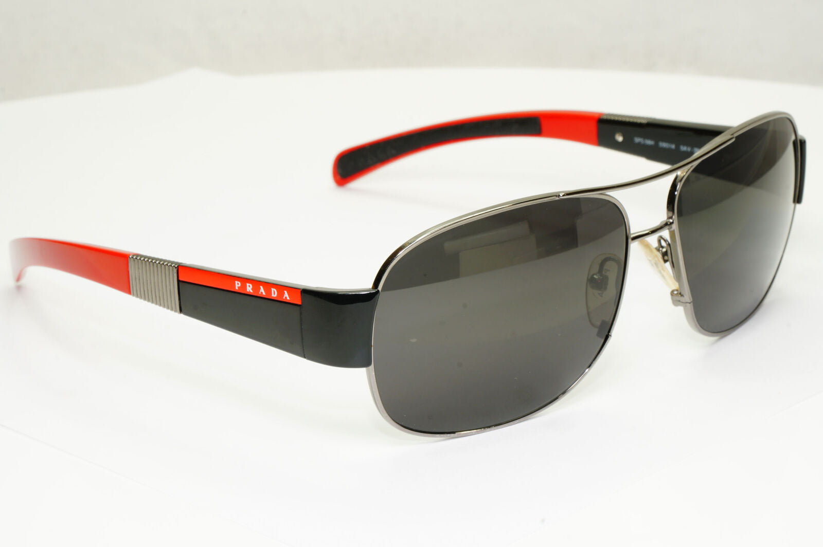 Prada 2006 Sunglasses Vintage Pilot Black Red PS56HS SPS 56H 5AV-3M1 290323