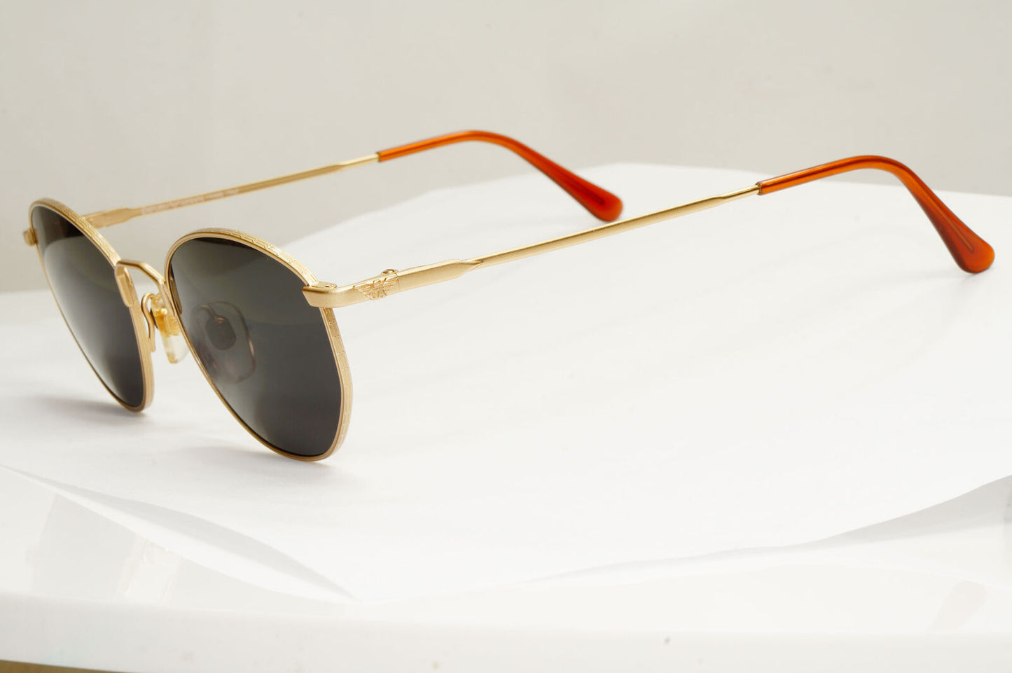 Emporio Armani Sunglasses 1997 Vintage Gold Black Metal Round 031 703 48mm C
