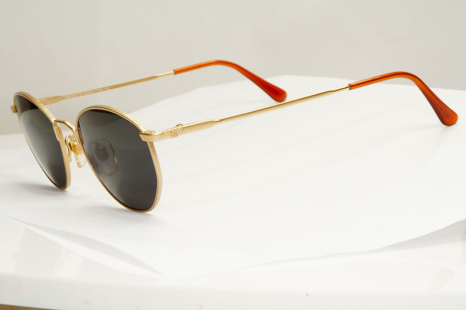 Emporio Armani Sunglasses 1997 Vintage Gold Black Metal Round 031 703 48mm C