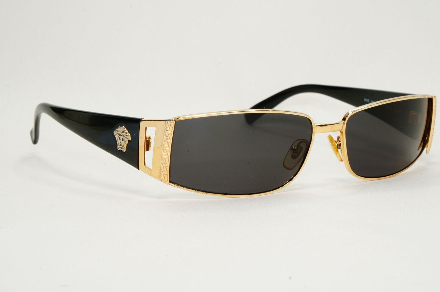 Versace Sunglasses 2003 Vintage Gold Black Rectangle MOD 2021 1002/13 081024