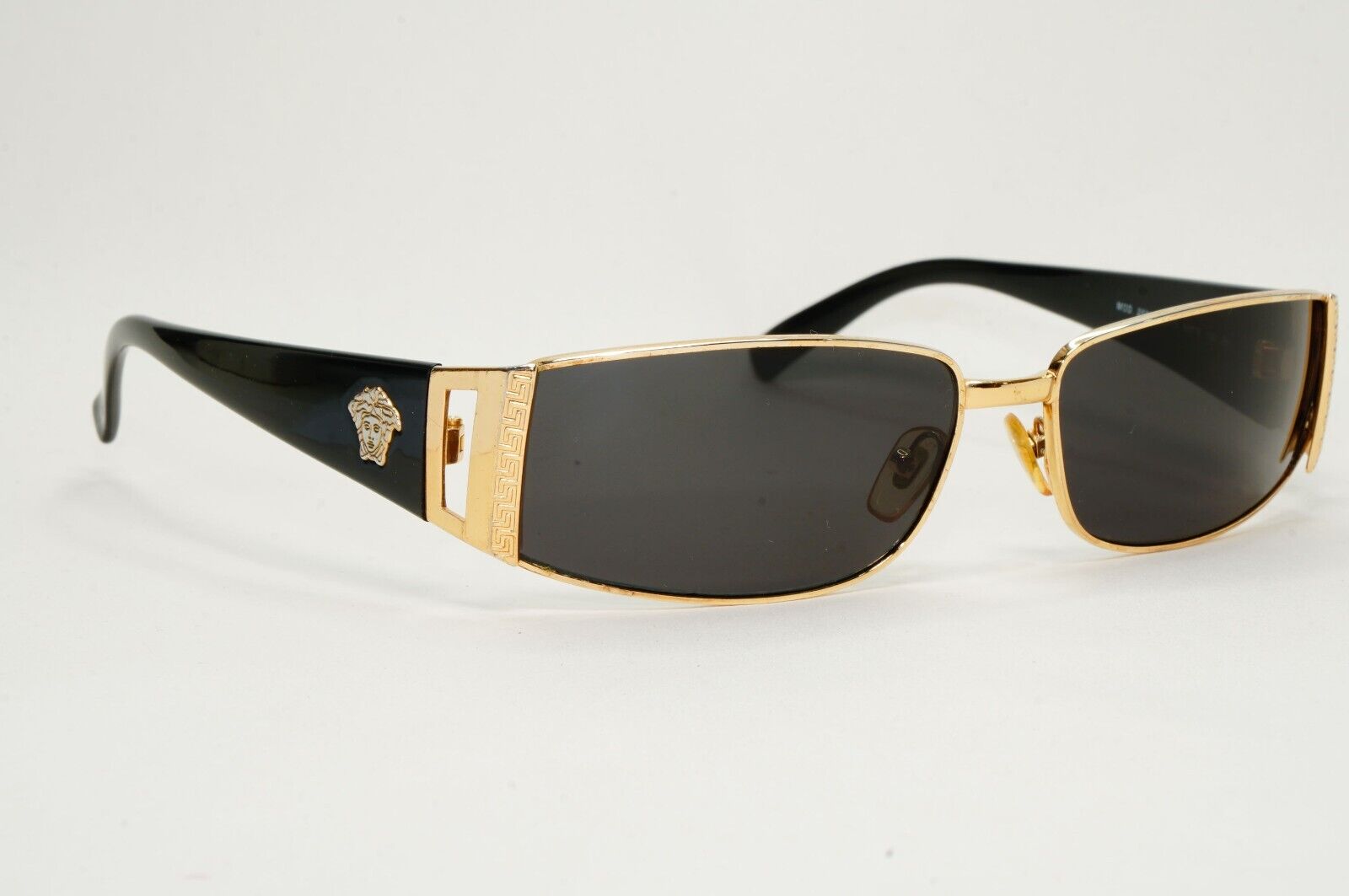 Versace Sunglasses 2003 Vintage Gold Black Rectangle MOD 2021 1002/13 081024