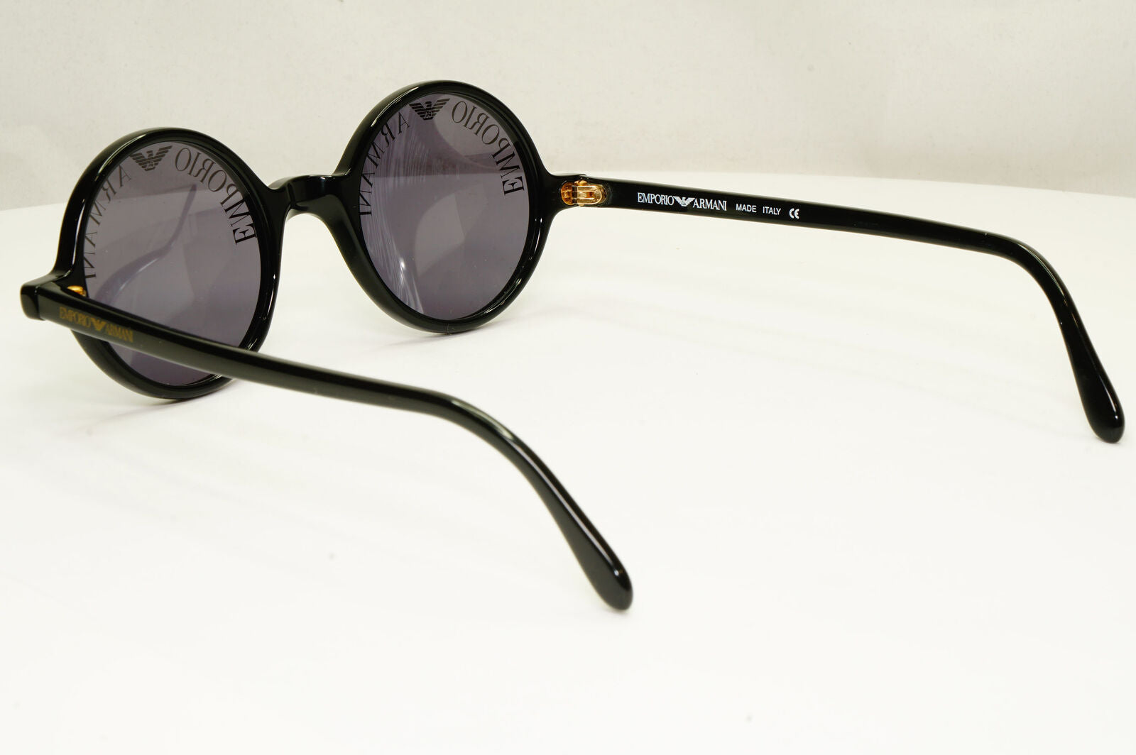 Emporio Armani 1997 Vintage Sunglasses Round Lens Logo Print Black 523-S 020
