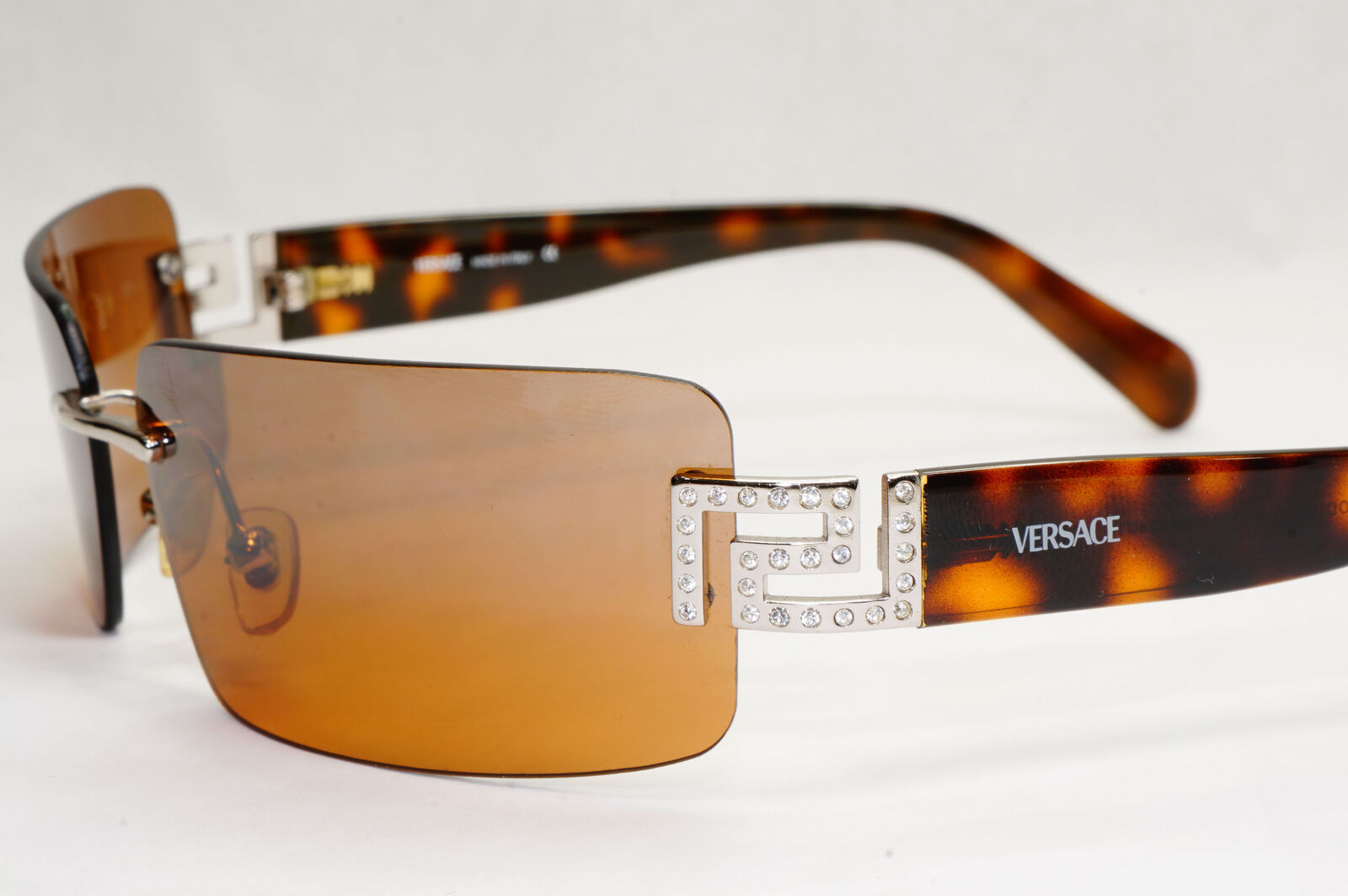 Versace Sunglasses 2004 Vintage Rimless Brown Wrap MOD 2010-B 1000/6U 070224