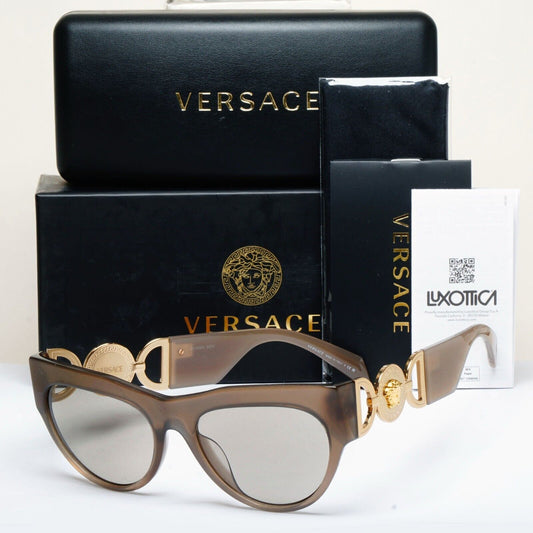 Versace Sunglasses Brown Gold Medusa Grey Square MOD VE 4440-U 5407/3 56mm