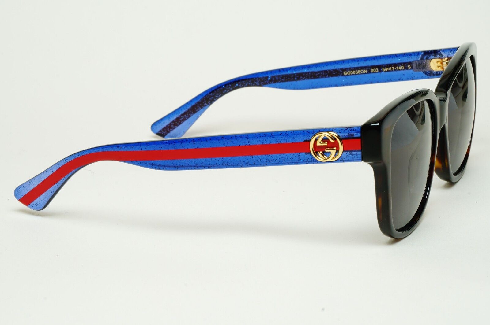 Gucci Sunglasses 2017 Brown Blue Square Red Stripe GG0038ON 003 54mm 100225