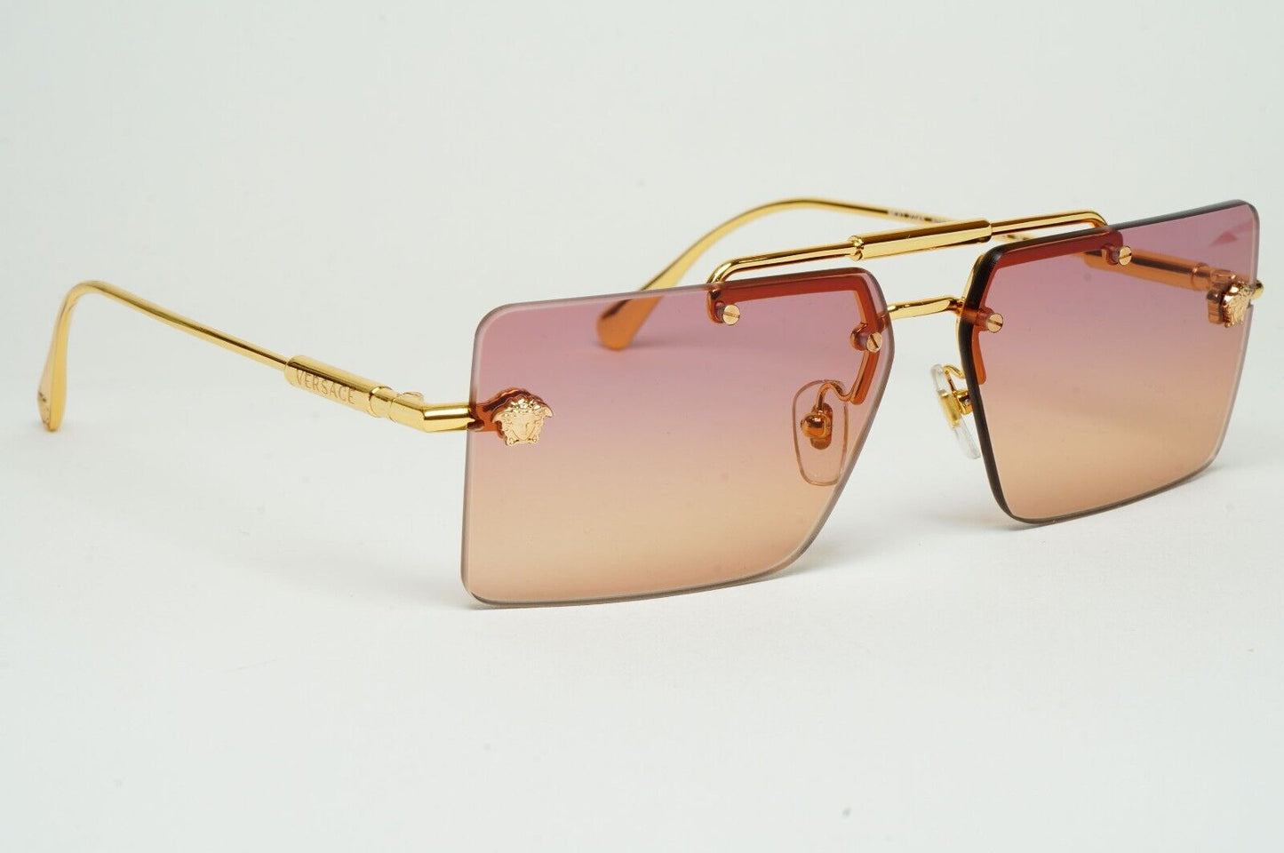 Versace Sunglasses Gold Rimless Gold Fuchsia Orange Gradient MOD VE 2245 1002/78
