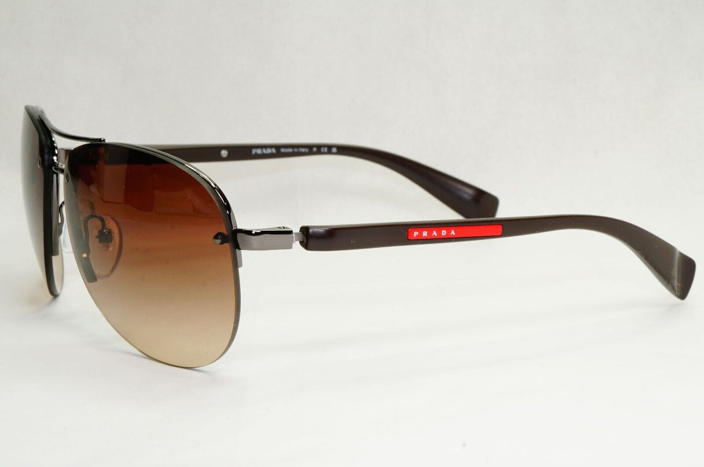 Prada Sunglasses Brown Gradient Pilot Rimless PS56MS SPS 56M 5AV-6S1 62mm