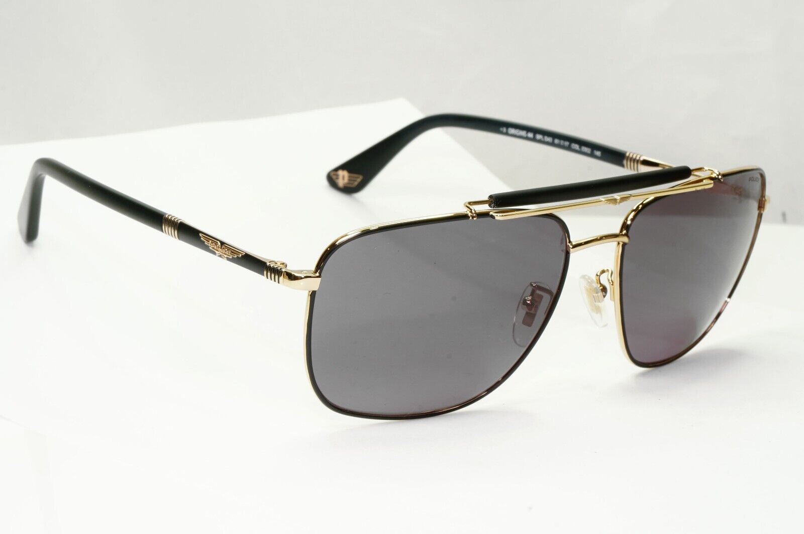 Police Black Gold Sunglasses Pilot Brow Bar Origins 44 SPL D43 COL 0302 61mm
