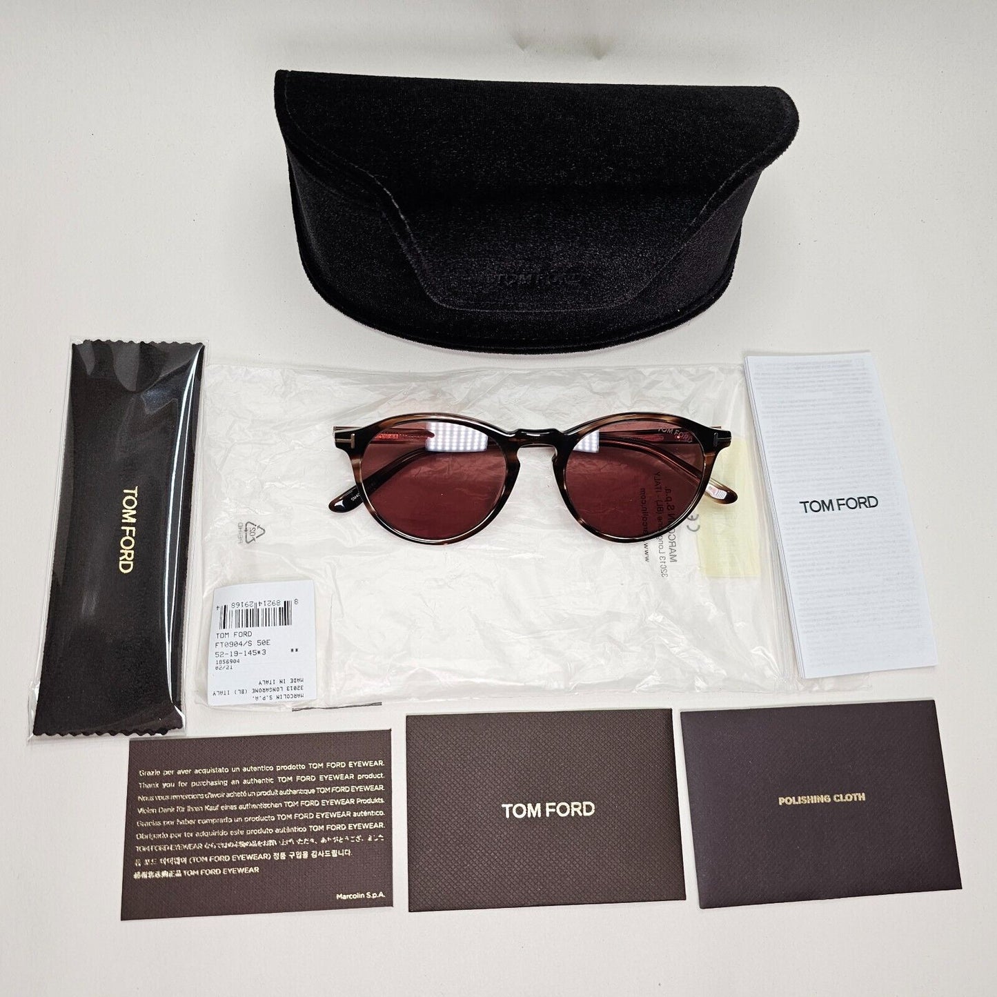 Tom Ford Sunglasses Aurele Brown Tortoise Round Red Bordo FT0904 TF 904 50E 52mm