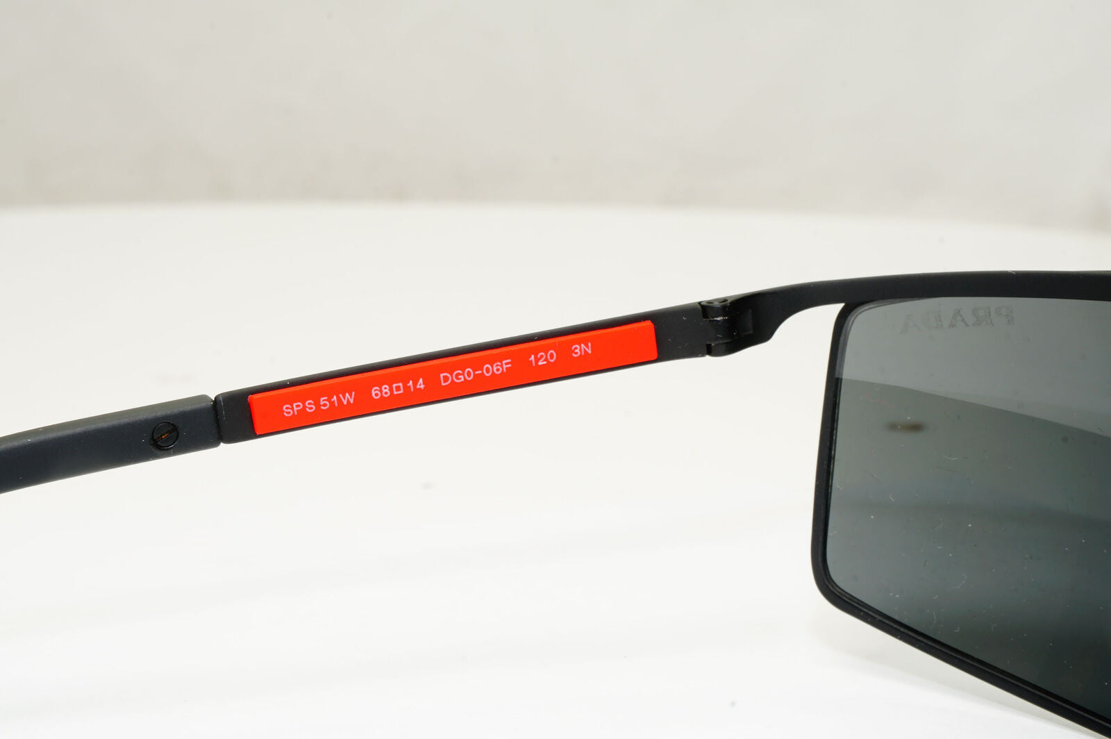 Prada Sunglasses Black Sport Wrap Around Red Stripe PS51WS SPS 51W DG0-06F