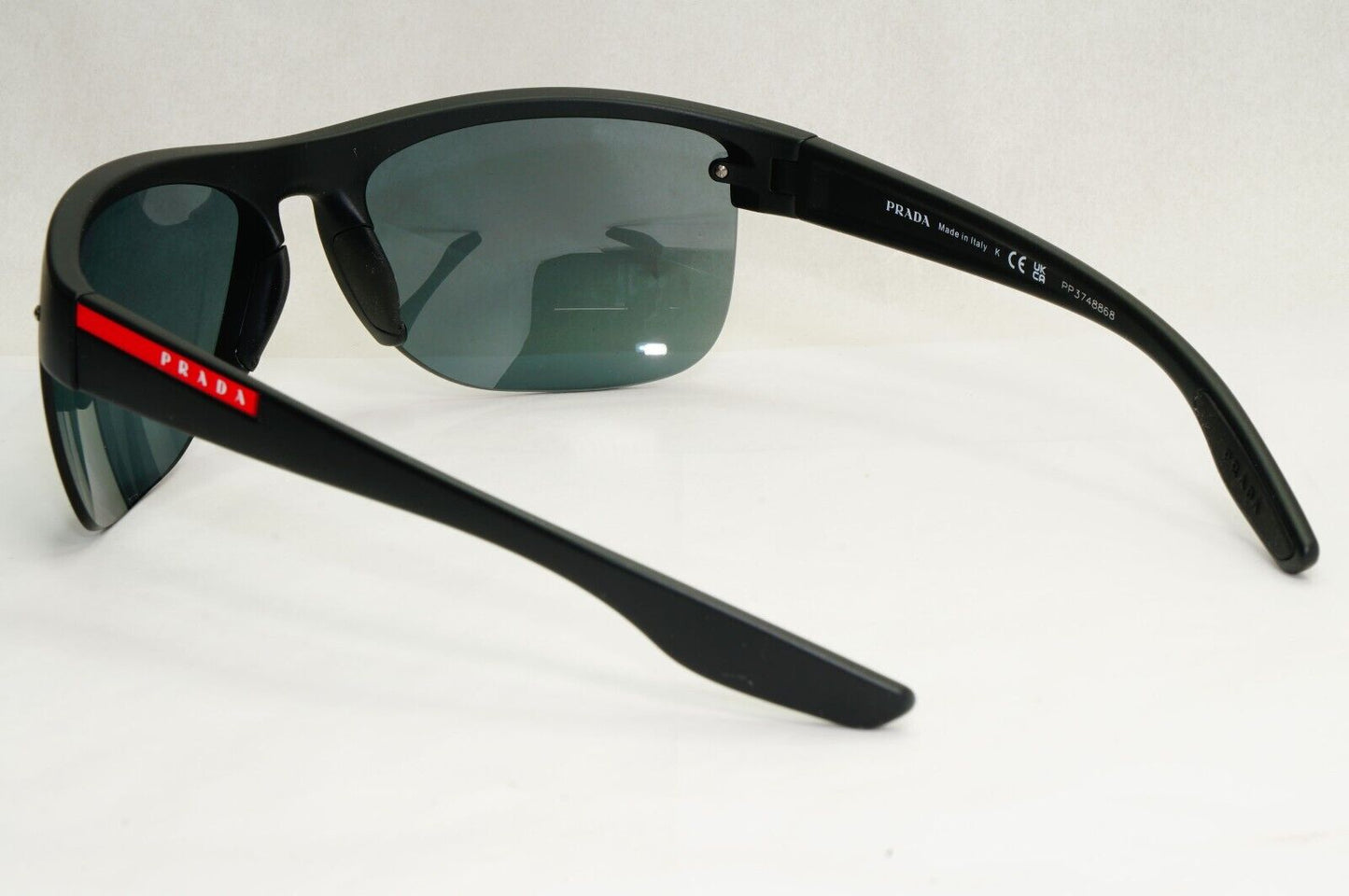 Prada Sunglasses Black Grey Mirro Wrap Rubber Sport PS17US SPS 17U DG0-5L0