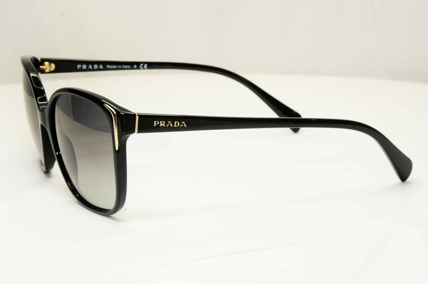 Prada Sunglasses Black Gold Grey Gradient Fade Square Fashion SPR 01O 1AB-3M1