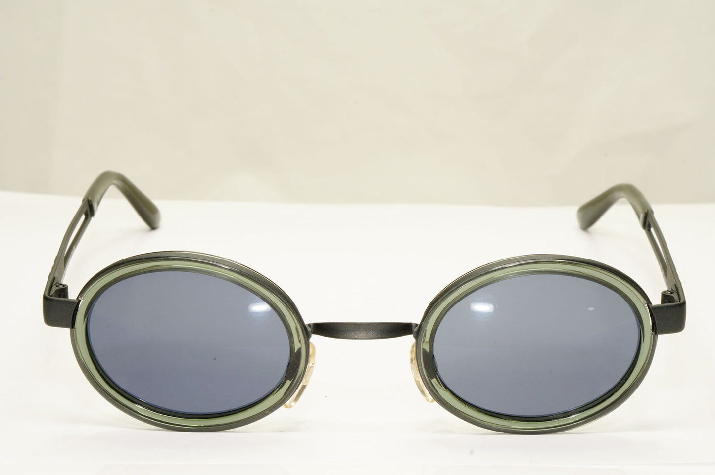 Emporio Armani Sunglasses 1997 Vintage Black Oval Grey Green Eagle 057-S 988
