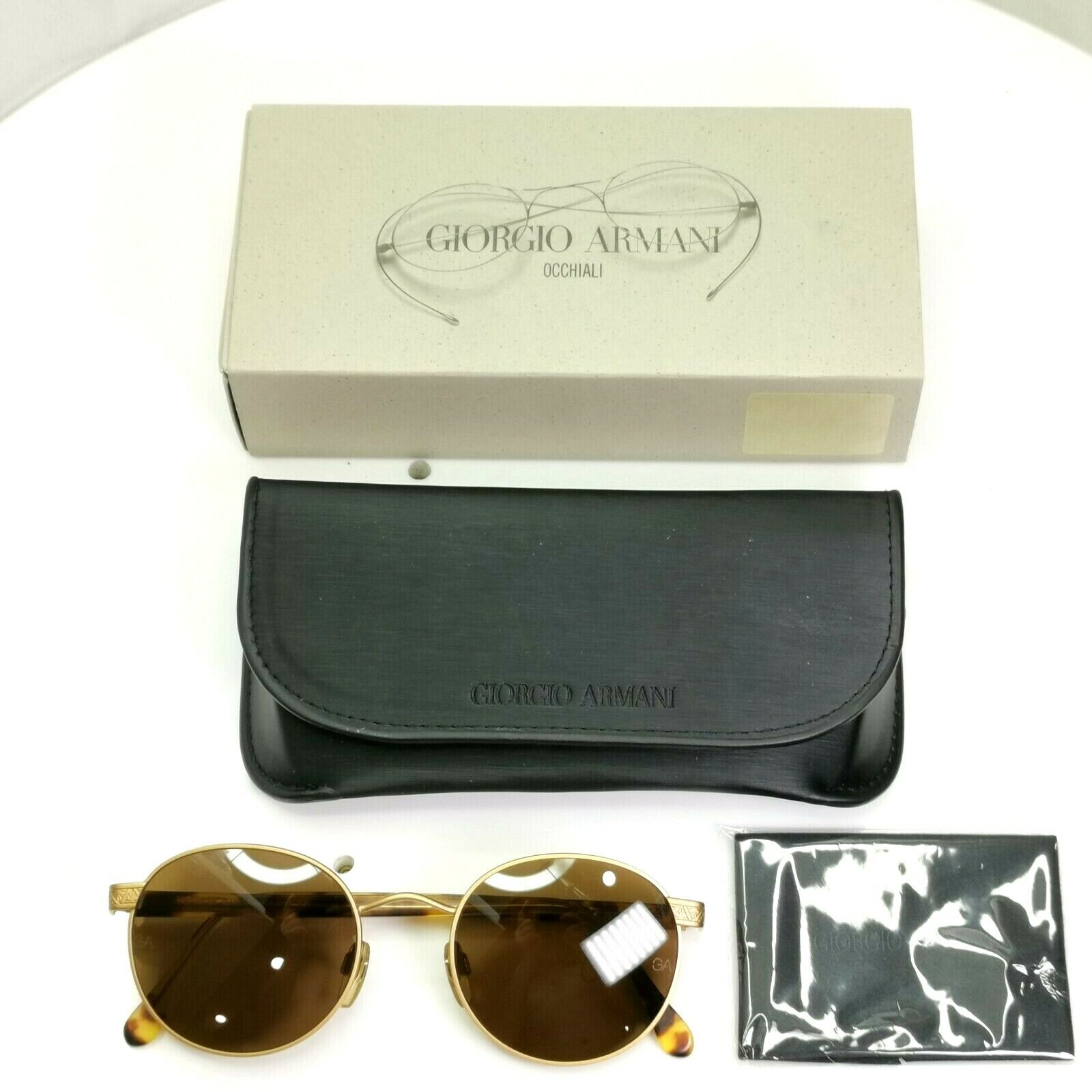 Giorgio Armani 1997 Vintage Gold Retro Sunglasses Round Men Women 50mm 643 927
