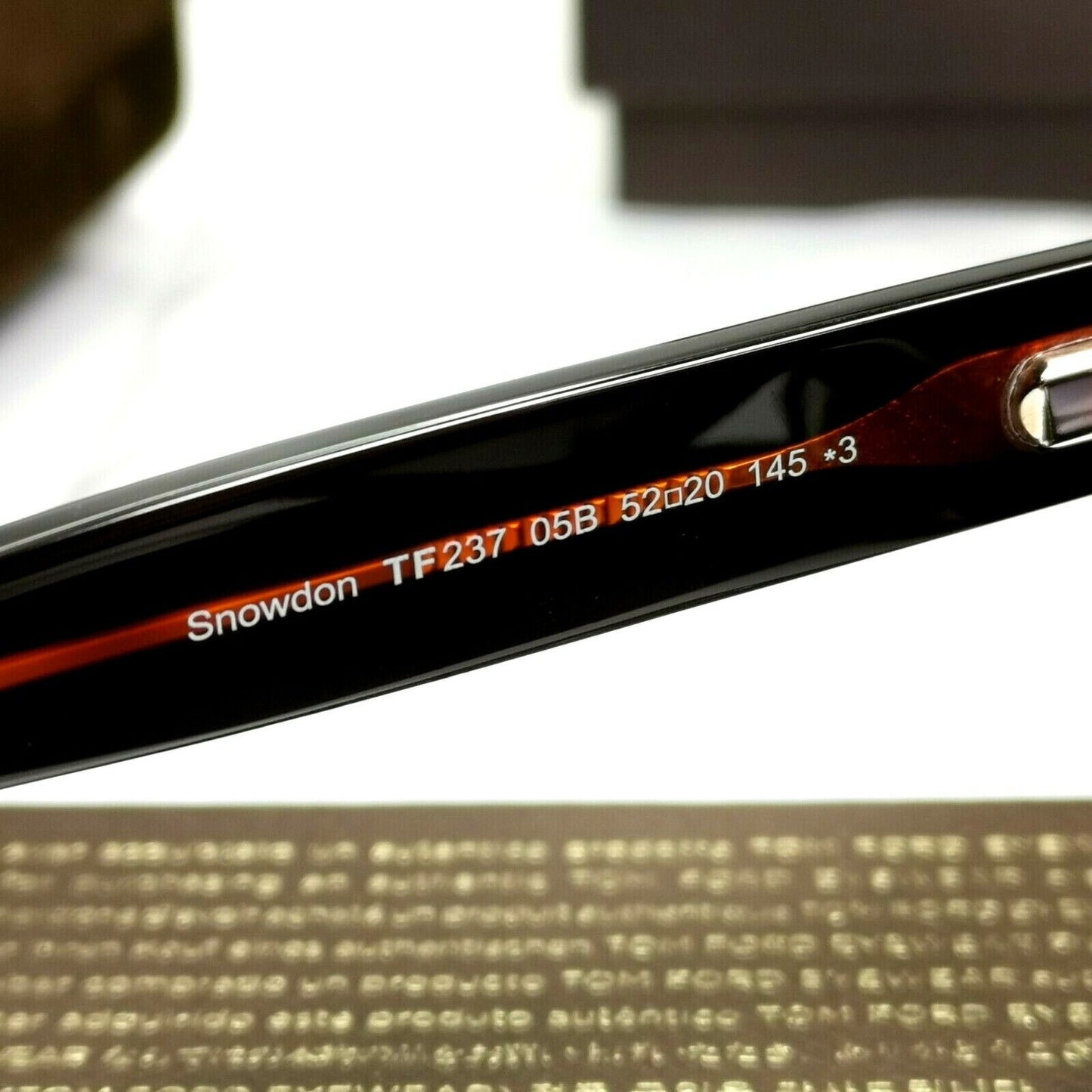 Authentic TOM FORD Sunglasses Black Spectre Snowdon TF 237 05B 52mm James Bond