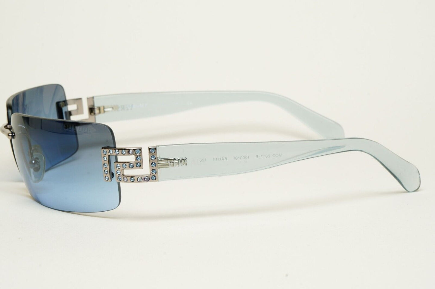 Versace Sunglasses 2004 Vintage Blue Rimless Diamante MOD 2017-B 1003/8F 170125