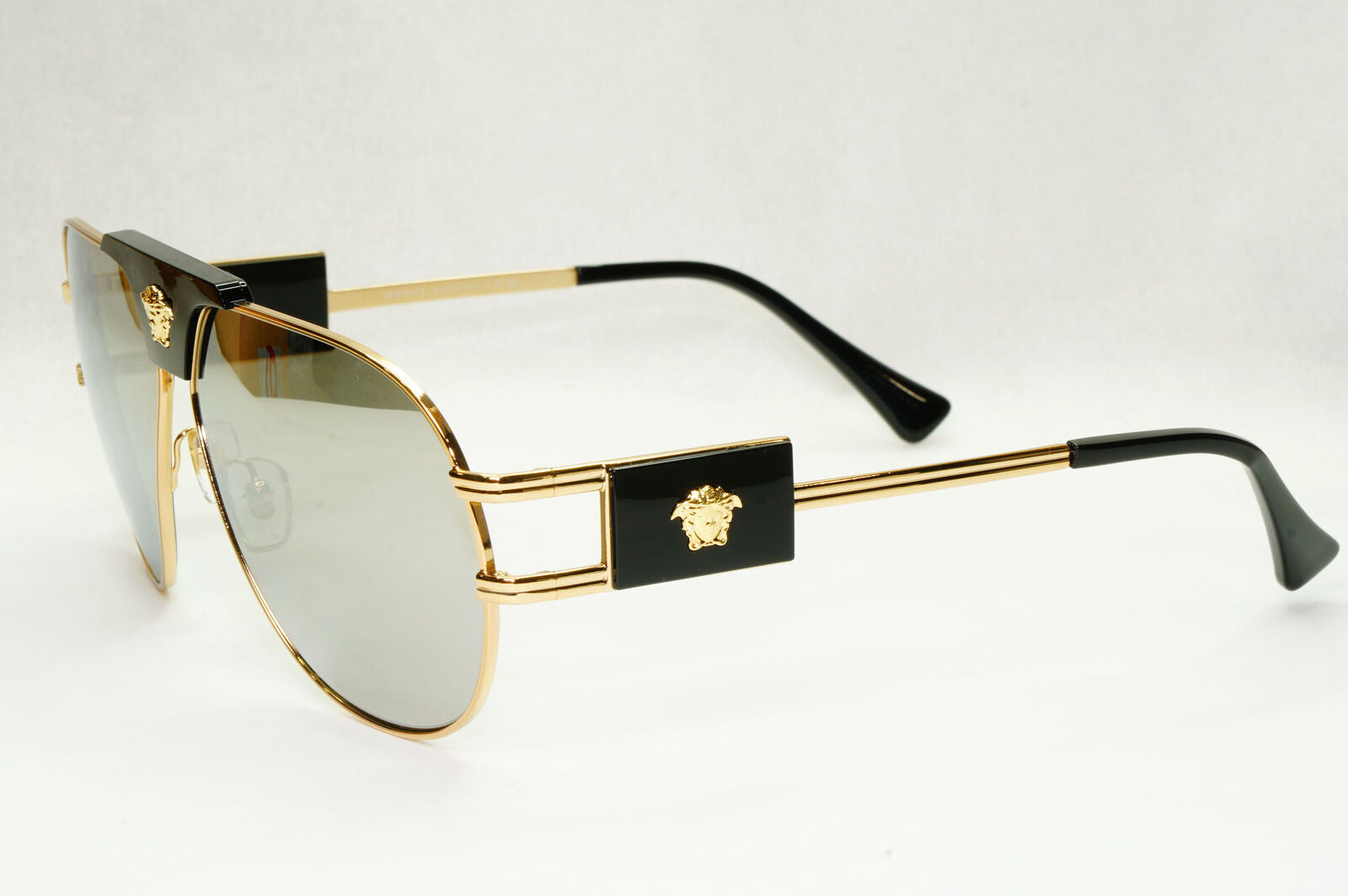 Versace Sunglasses Gold Silver Mirror Metal Pilot Large MOD VE 2252 1002/6G